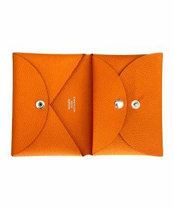 Hermes Calvi Duo Card Holder Orange Epsom